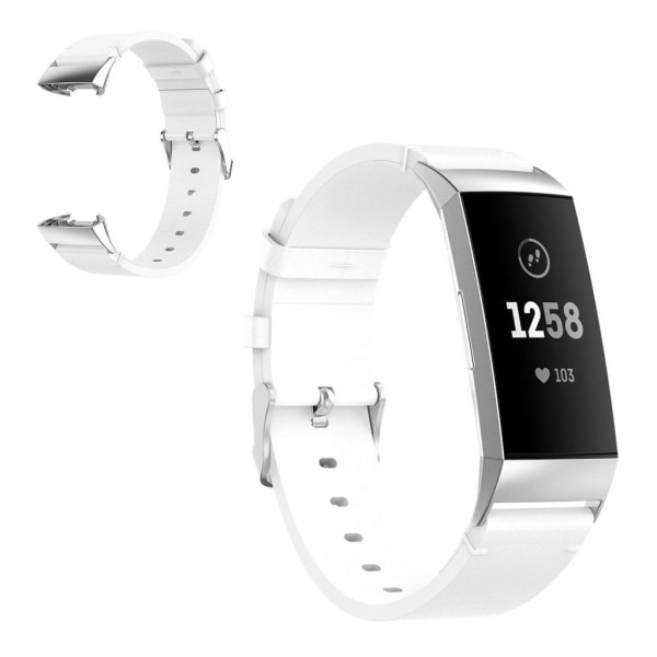 Fitbit Charge 4 / 3 urrem i ægte læder - Hvid White