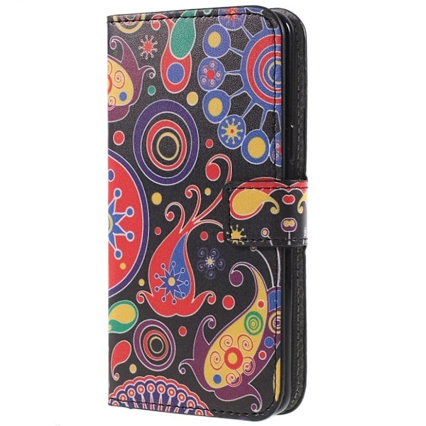 Samsung Galaxy S9 mønstret grynet PU læder flip etui - Abstrakt Mønster Multicolor
