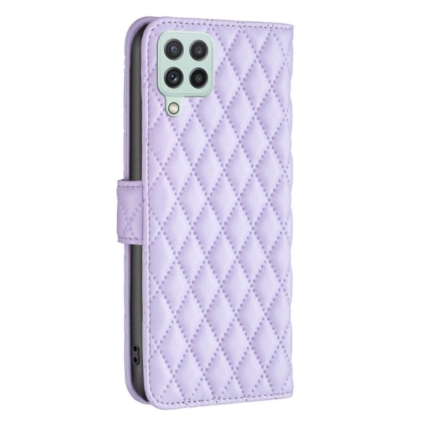 Rhombus mat Samsung Galaxy A22 4G flip etui - Lilla Purple