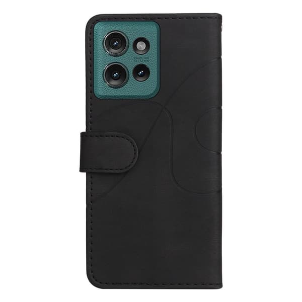 Tekstureret Motorola Edge 50 læderetui med rem - Sort Black