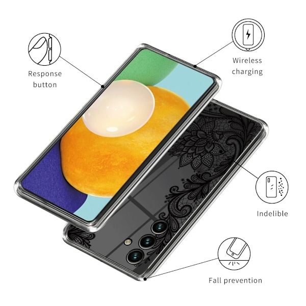Deco Samsung Galaxy A34 5G skal - Spetsblomma Svart