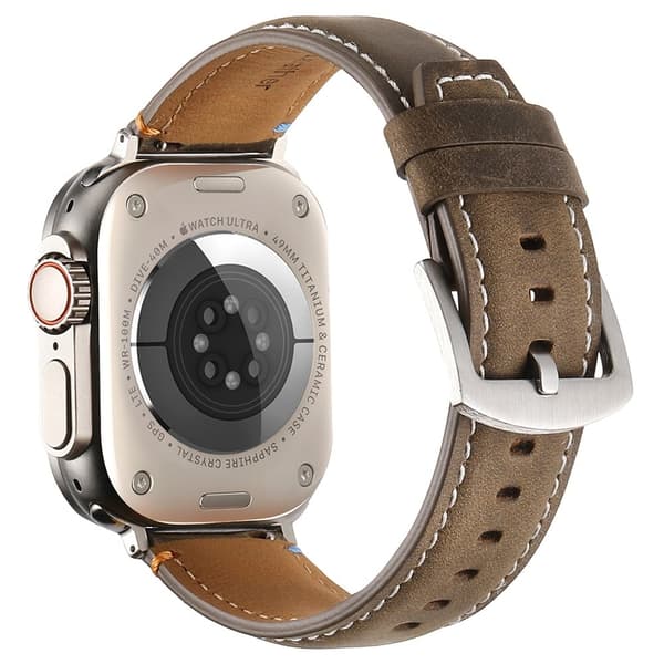 KALEBOL Urrem i ægte okselæder Apple Watch Series 10 46mm - Mat Oliven Brown