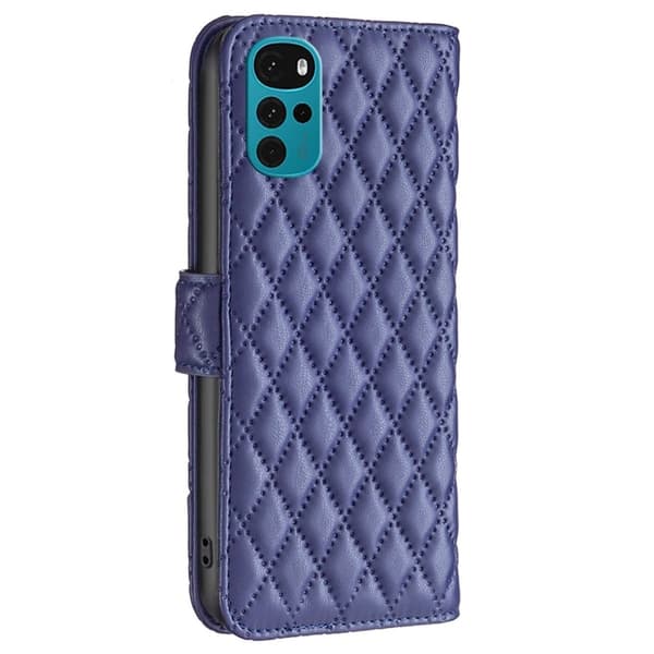 Rombemønster, matt flip-deksel for Motorola Moto G22 - Blå Blue