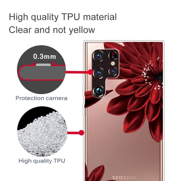 Deco Samsung Galaxy S22 Ultra skal - Röd Blomma Röd