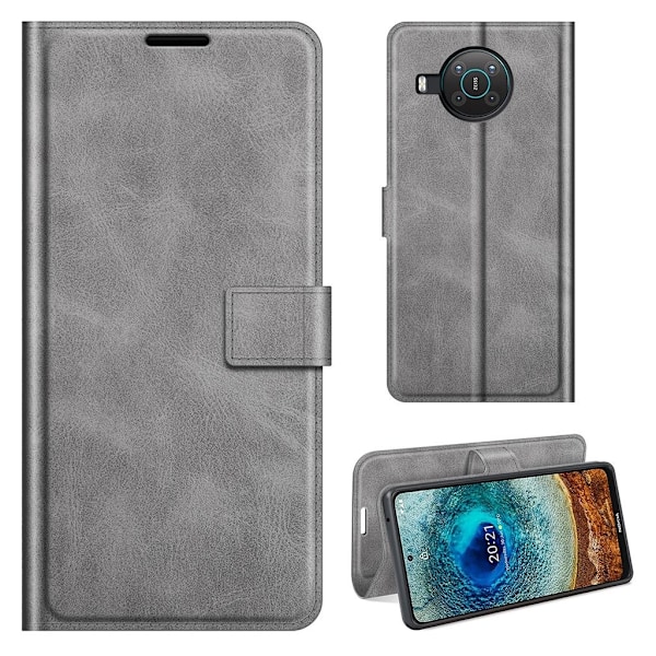 Hållbart konstläder Nokia X10 / Nokia X20 fodral med plånbok - Silver/Grå Silvergrå