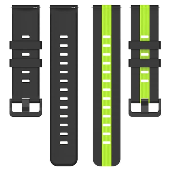22 mm universal tofarget klokkerem i silikon - Svart / Lime Green