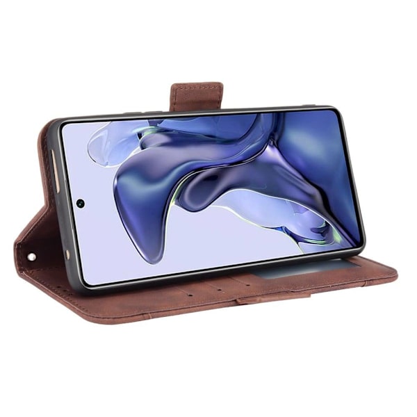 Stilfuldt Læder Etui med Pung til Xiaomi 11T / 11T Pro - Brun Brown