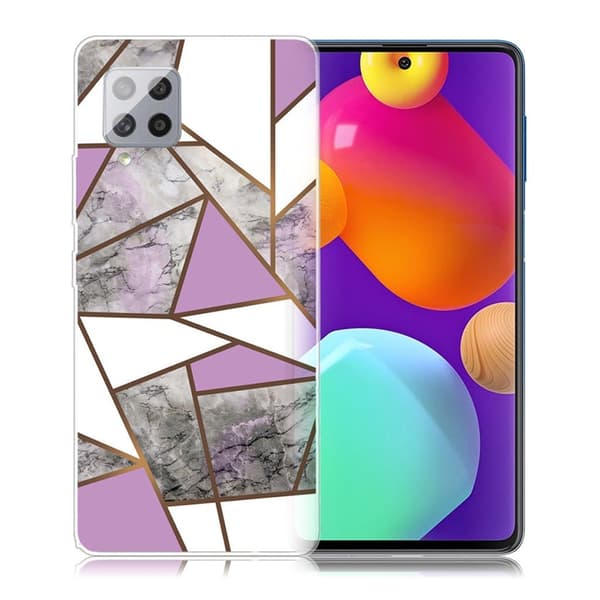 Marble Samsung Galaxy M62 / F62 Etui - Lilla / Hvid / Grå Marmor Multicolor