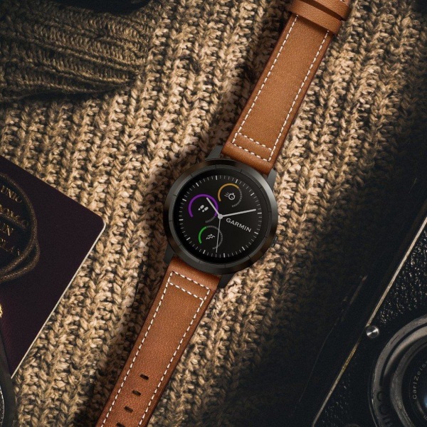 Garmin Vivoactive 3 / Vivomove HR læder Læder Urrem - Lysebrun Brown