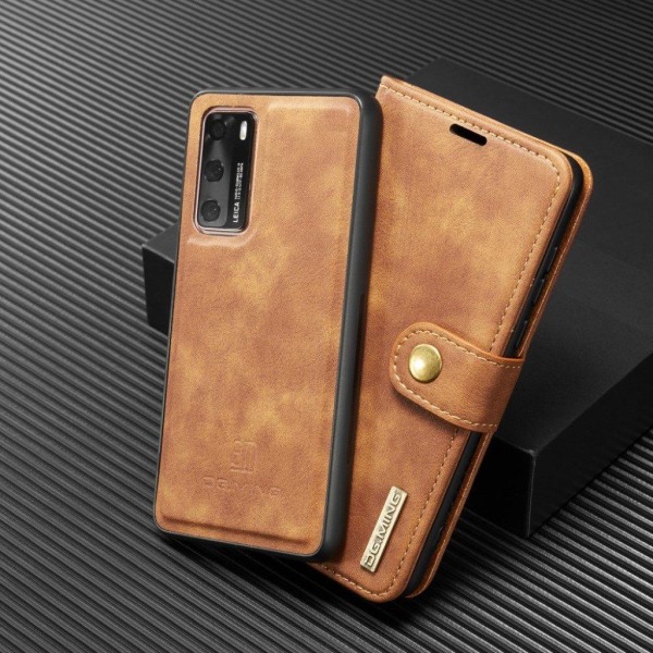 DG.MING Huawei P40 2-in1 Wallet kotelot - Ruskea Brown