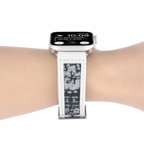 Apple Watch Series 8 (41 mm) lærrem i lerret - Hvit / Hvit White