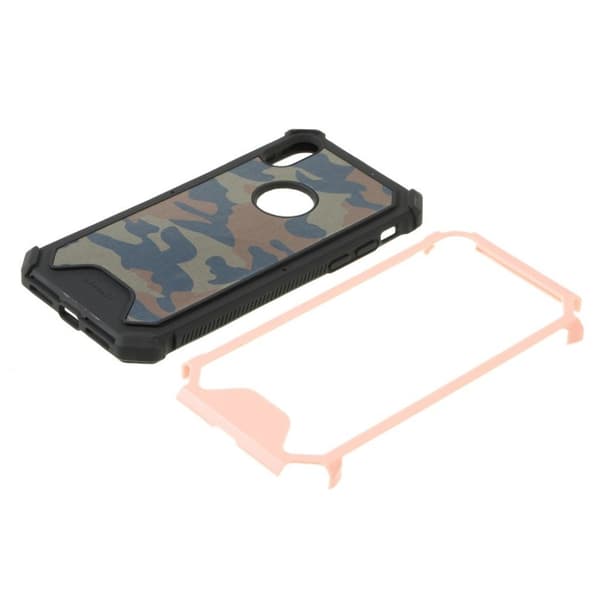 iPhone XS Camouflage læderetui - Rosaguld Multicolor