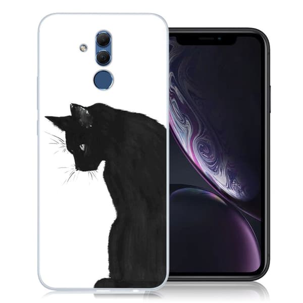 Huawei Mate 20 Lite beskyttelsesetui i silikone med mønster - Sort kat Black