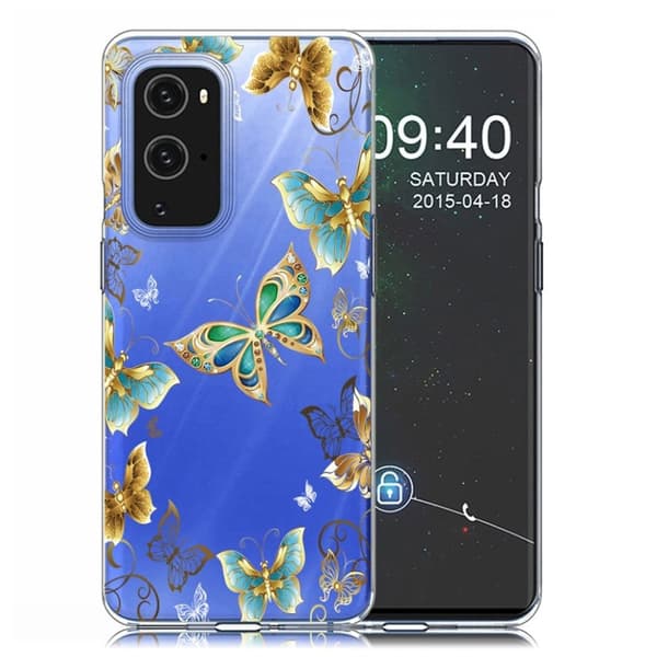 Butterfly OnePlus 9 Pro nahkakotelo - Kultainen Perhonen Gold