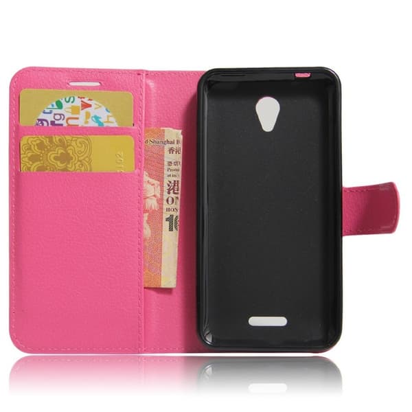 Lenovo A Plus Etui laget av kunstlær og silikon - Rosa Pink