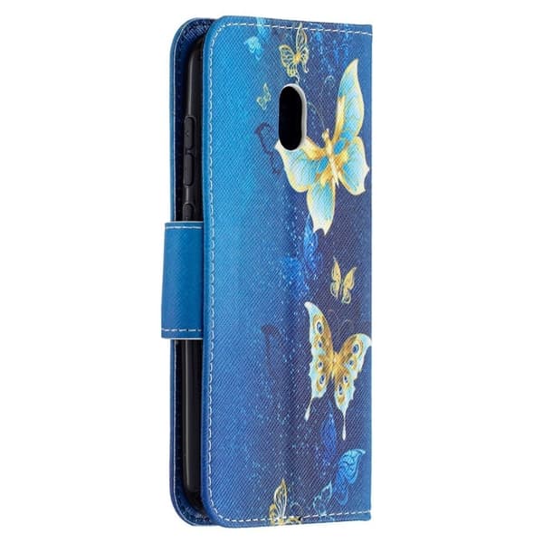 Wonderland Nokia C1 Plus flip-etui - Sommerfugler I Gull Blue