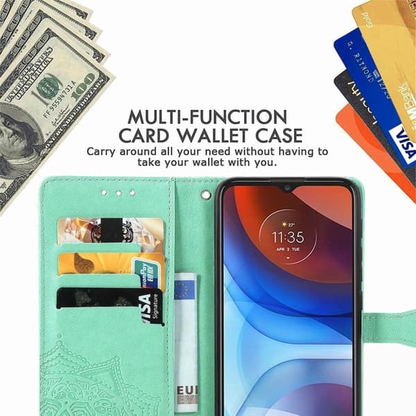 Butterfly Motorola Moto E7 Power Flip Etui - Grøn Green