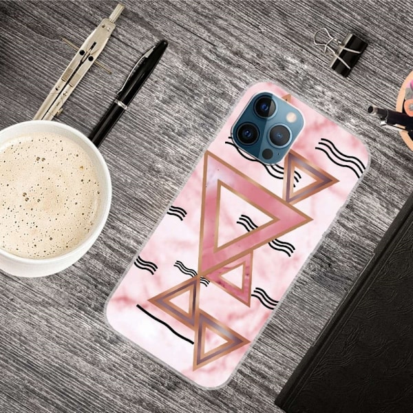 Marble design iPhone 14 Pro Max kotelot - Ruusunvärinen Kolmiot Multicolor