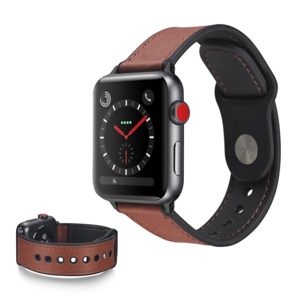 Apple Watch Series 6 / 5 44mm elegant leather watch band - Dark Brun
