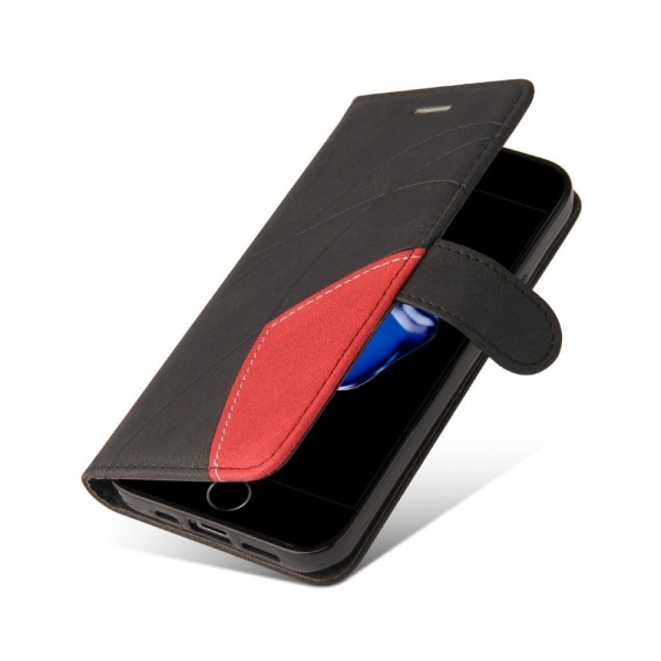 Teksturoitu nahkakotelo hihnalla iPhone SE (2022) / iPhone SE 2020 / iPhone 7 - Musta Black