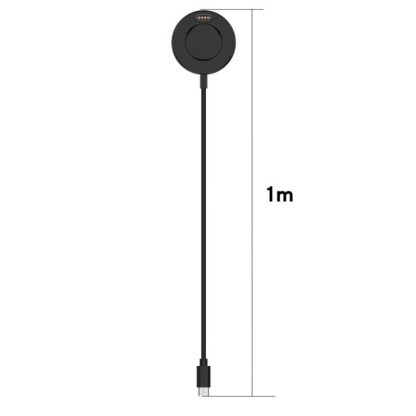 1 m Type-C opladerkabel med rund base til Garmin-ur Black