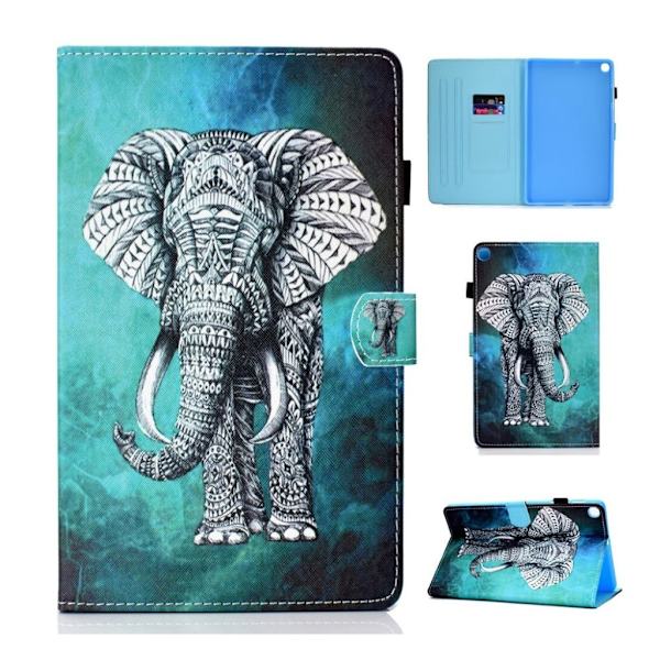 Samsung Galaxy Tab S5E mønster læretui - Elephant Multicolor