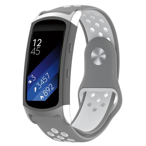 Samsung Gear Fit2 Pro to farvet blød silikone urrem - Grå / Hvid Multicolor