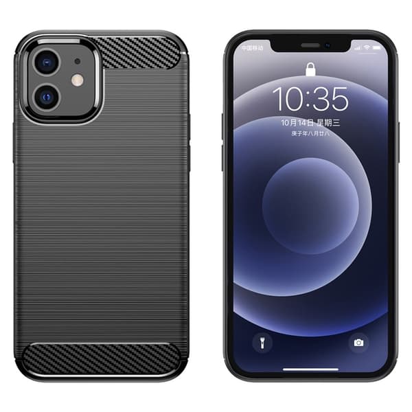 Carbon Flex Etui iPhone 12 Mini - Svart Black