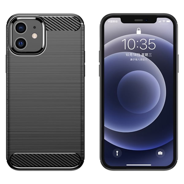 Carbon Flex Suojakotelo iPhone 12 Mini - Musta Black