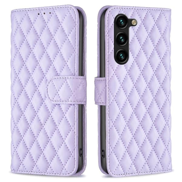 Rombemønster, matt flip-deksel for Samsung Galaxy S23 Plus - Lilla Purple