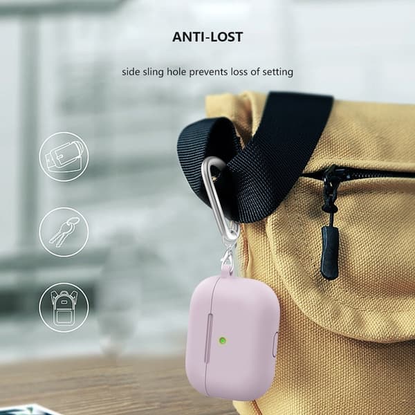 AirPods silikonfodral med karbinhake - Lila Lila