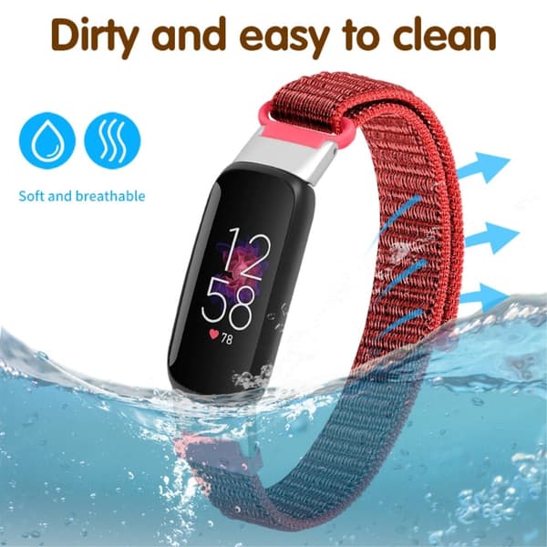 Fitbit Luxe nylonvevd klokkerem - Rød Red