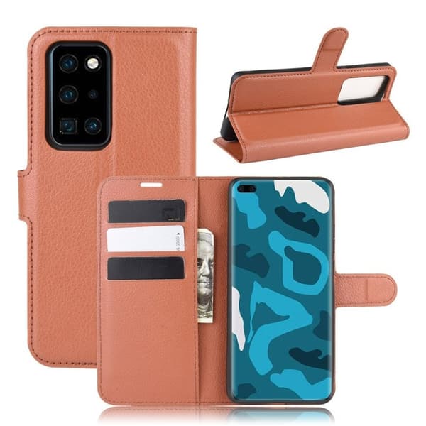 Classic Huawei P40 Pro flip kuoret - Ruskea Brown