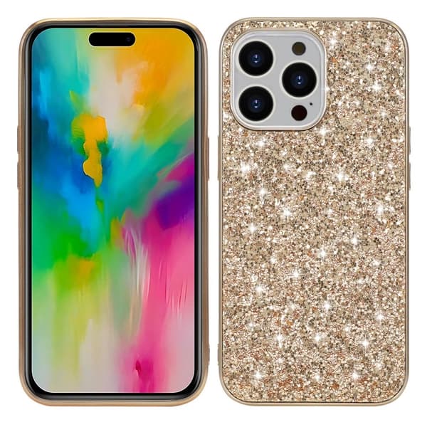 Glitter iPhone 16 Pro kotelot - Kulta Gold