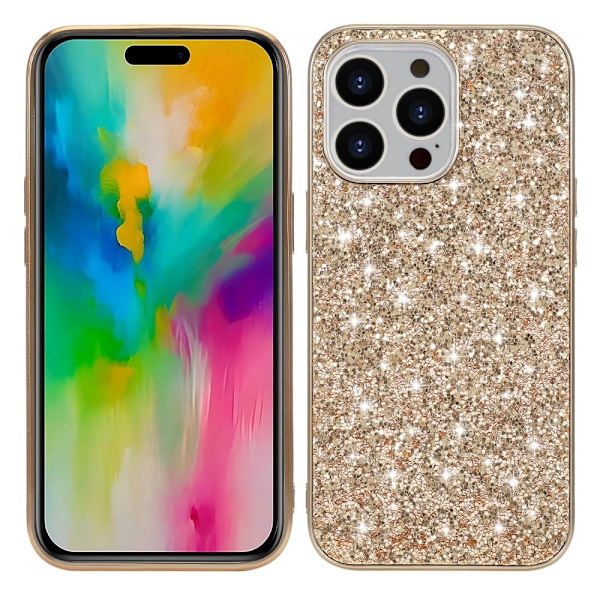 Glitter iPhone 16 Pro skal - Guld Guld