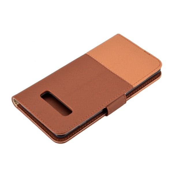 Samsung Galaxy S10 Plus kontrastfarve læder flip etui - Brun Brown