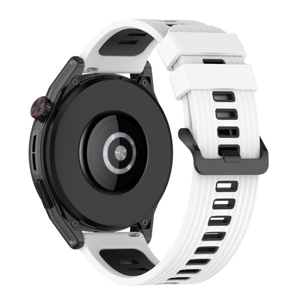 22 mm silikonestribet rem til Huawei / Samsung / Garmin - Hvid / Sort White