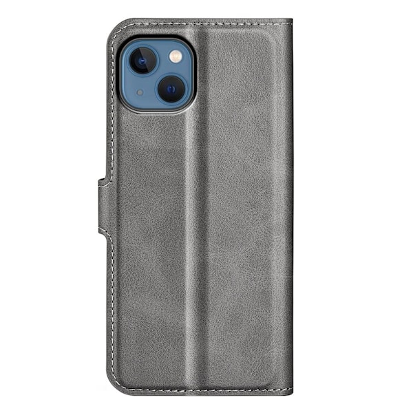 Hållbart konstläder iPhone 14 fodral med plånbok - Silver/Grå Silvergrå