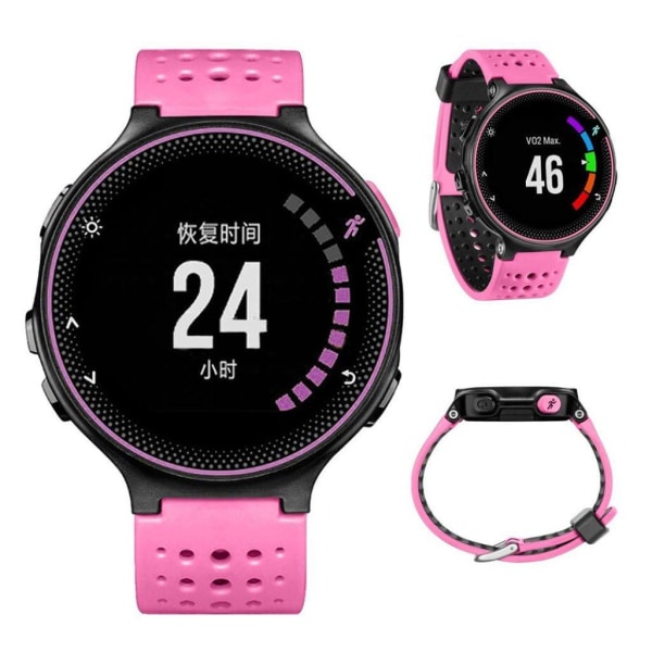 Garmin Forerunner 220/230/235/620/630 tofarvet silikoneurrem - rosa / sort Pink