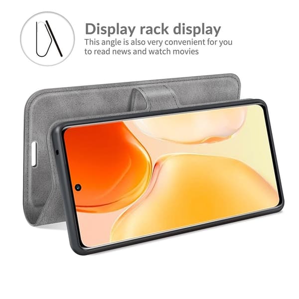 Hållbart konstläder Vivo X70 Pro fodral med plånbok - Silver/Grå Silvergrå