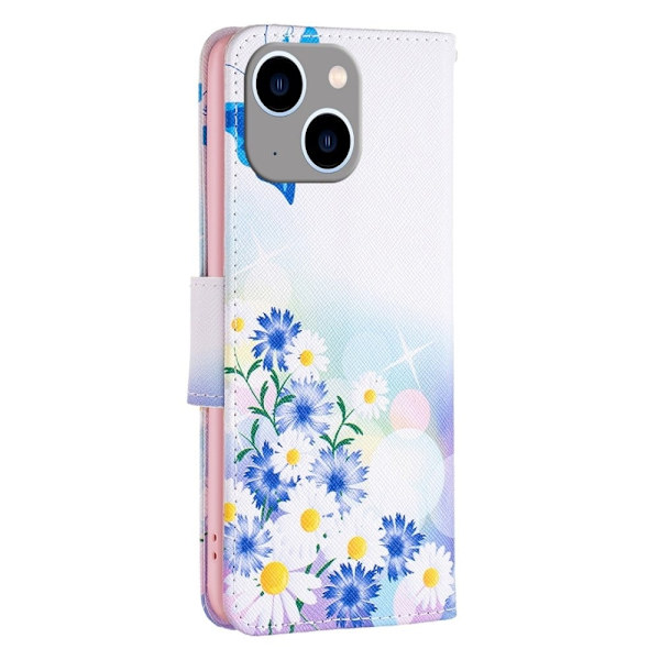 Wonderland iPhone 14 Plus flip-etui - Sommerfugl Og Blomster Pink