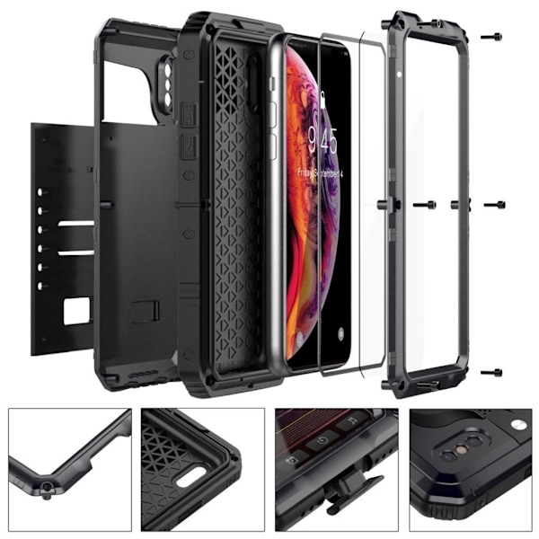 iPhone XS kraftfullt och stötsäkert metallskal - Svart Svart