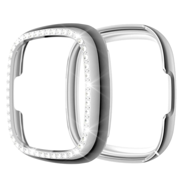 Fitbit Versa 3 / Sense tyylikäs strassikivikehys - Hopea Silver grey