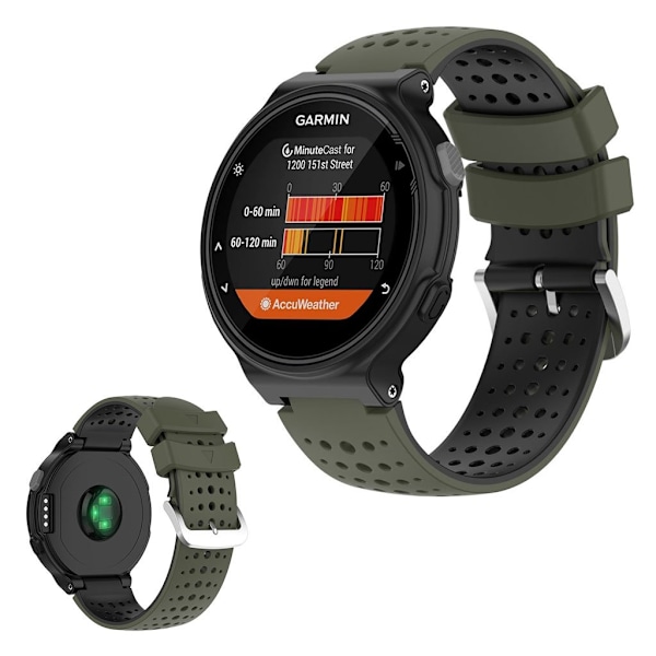 Two-tone silicone watch band for Garmin Forerunner devices - Army Green / Black Grön