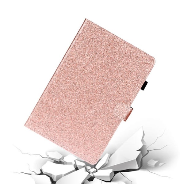Huawei Mediapad M5 Lite Glitter Shiny Læder Flip Etui - Rødguld Pink
