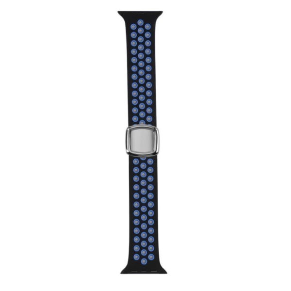 Apple Watch 42mm - 44mm dual tone i multi-hole silikone urrem - Sort / Blå Blue