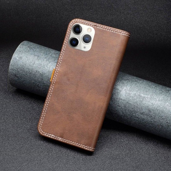 BINFEN kaksivärinen nahkakotelo iPhone 11 Pro Max - Kahvi Brown