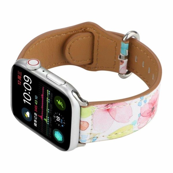 Apple Watch Series 6 / 5 44mm mønster ægte læder rem - lyserød b Pink