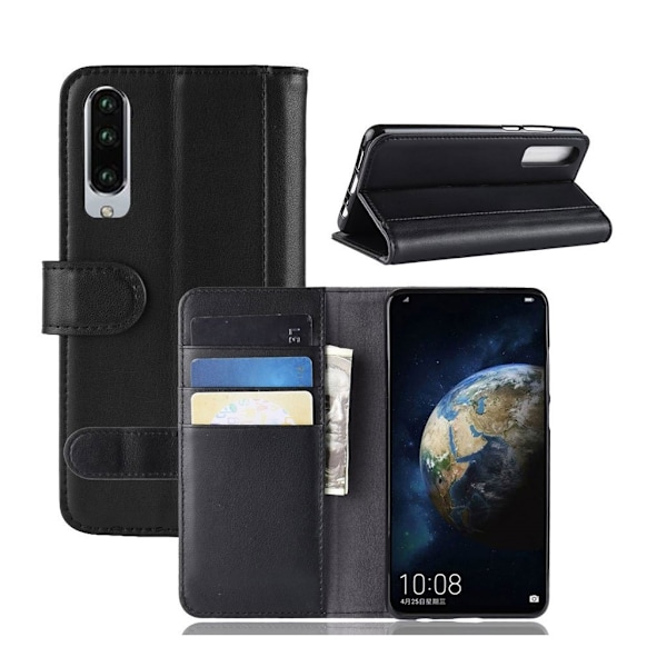 Huawei P30 ægte split læderetui - Sort Black