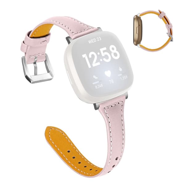Fitbit Sense / Versa 3 genuine leather watch band - Pink Rosa